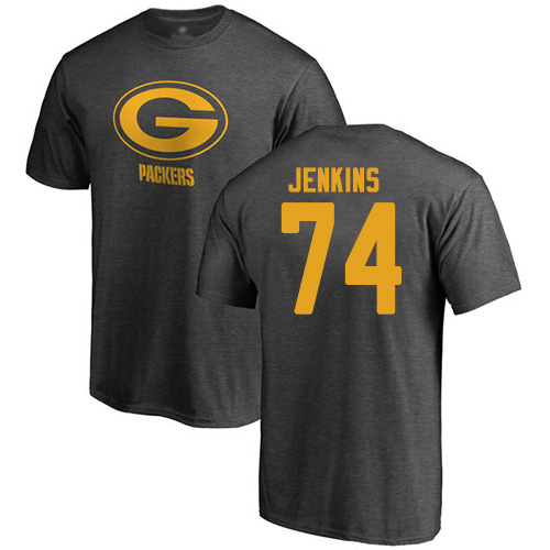 Men Green Bay Packers Ash #74 Jenkins Elgton One Color Nike NFL T Shirt->green bay packers->NFL Jersey